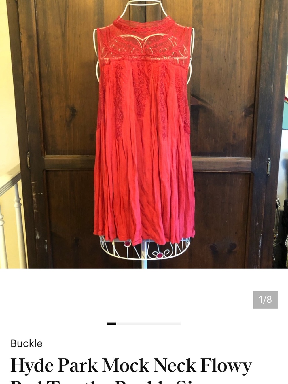 Red Mock Neck Flowy Tank Top